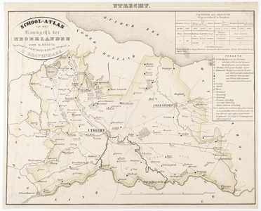 203135 Kaart van de provincie Utrecht. Met uitvoerige legenda en statistiek over het grondgebruik.